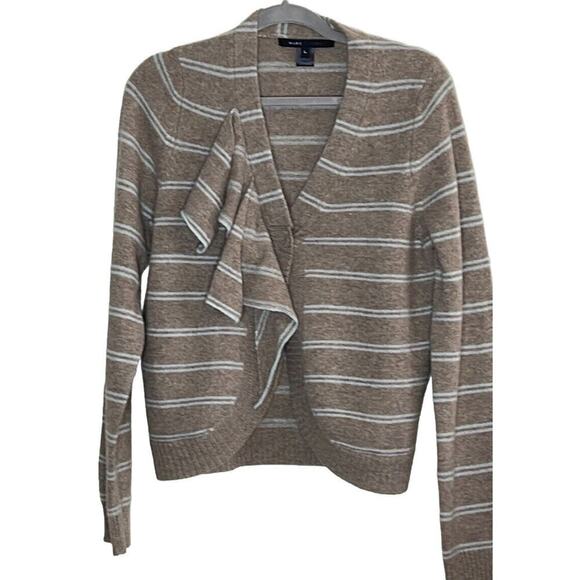 MARC JACOBS‎ 100% Lambswool Striped Cardigan with Ruffle Size L New - Picture 2 of 7